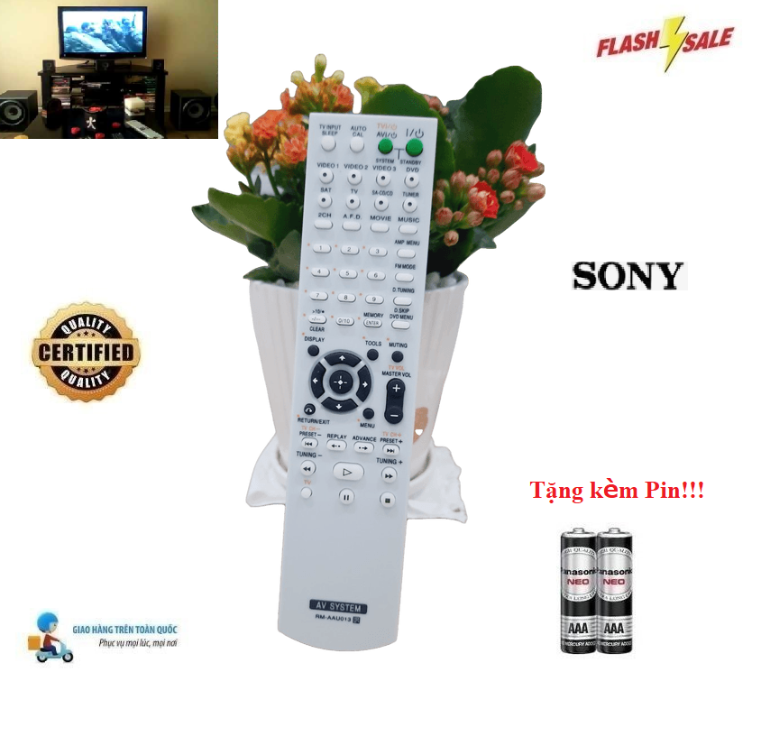 Remote điều khiển dàn âm thanh sony rm-aau013 cho dàn sony av ht-ddw685 ht-ddw790 e15 strdg500 strdh100,..hàng loại tốt tặng kèm pin