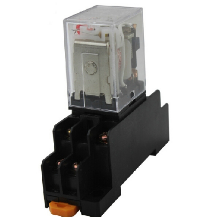 Relay kiếng my2n-j, relay trung gian 8 chân dẹp nhỏ điện áp 12vdc, 24vdc, 220vac dùng chân đế pyf08a