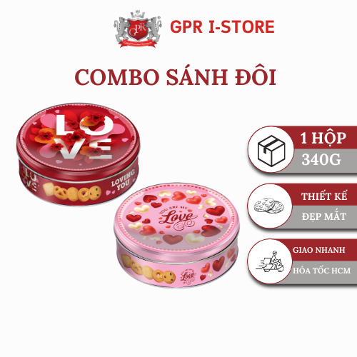 [Combo] 02 Bánh Quy Bơ GPR Love Hồng & Love Đỏ 340g, Tình Yêu (Hàng Nhập Khẩu)