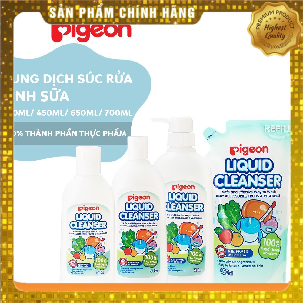 Dung dịch súc rửa bình sữa và rau củ quả pigeon 200ml /450ml /700ml d72301100/ d72302100/ d72303100