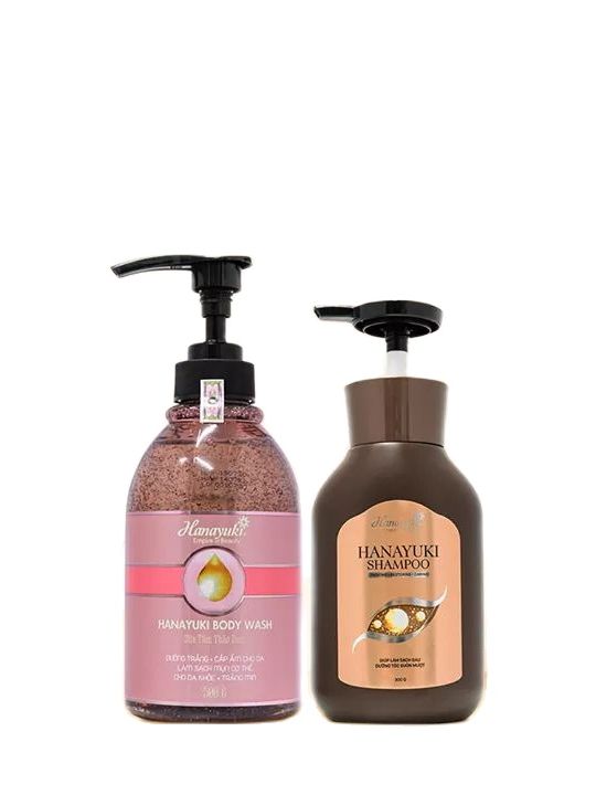 [TẶNG QUÀ + GIẢM VOUCHER 8%] (Chính hãng Hanayuki-Date 2026] Combo Sữa tắm Hanayuki và dầu gội Hanayuki