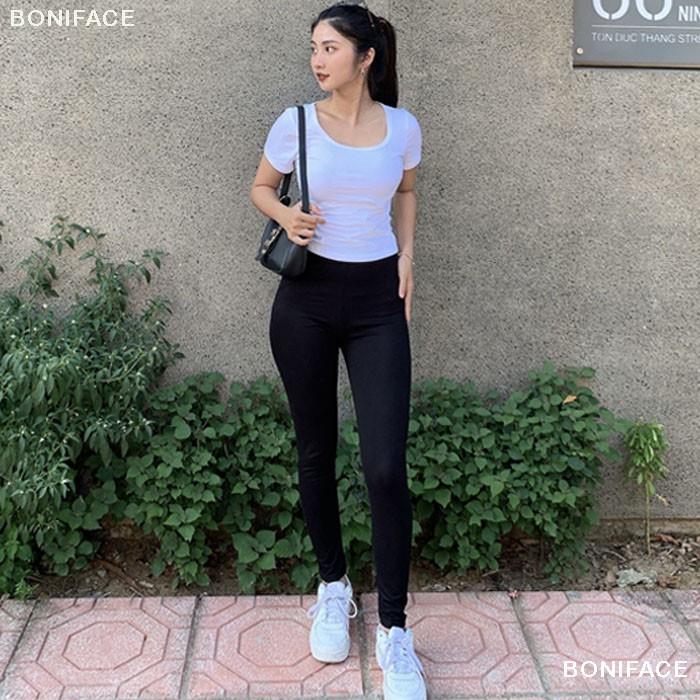 【HOT SALE】 Quần legging nữ dáng dài lửng Boniface legging nữ co giãn tốt dáng ôm