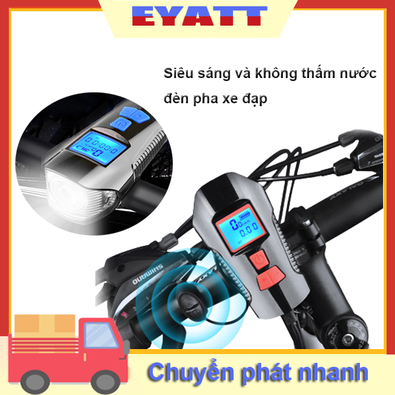Đèn đi xe đạp ban đêm thông minh, đèn pha xe đạp, 4 chế độ ánh sáng, sạc usb chống thấm nước, kèm phụ kiện còi xe đạp