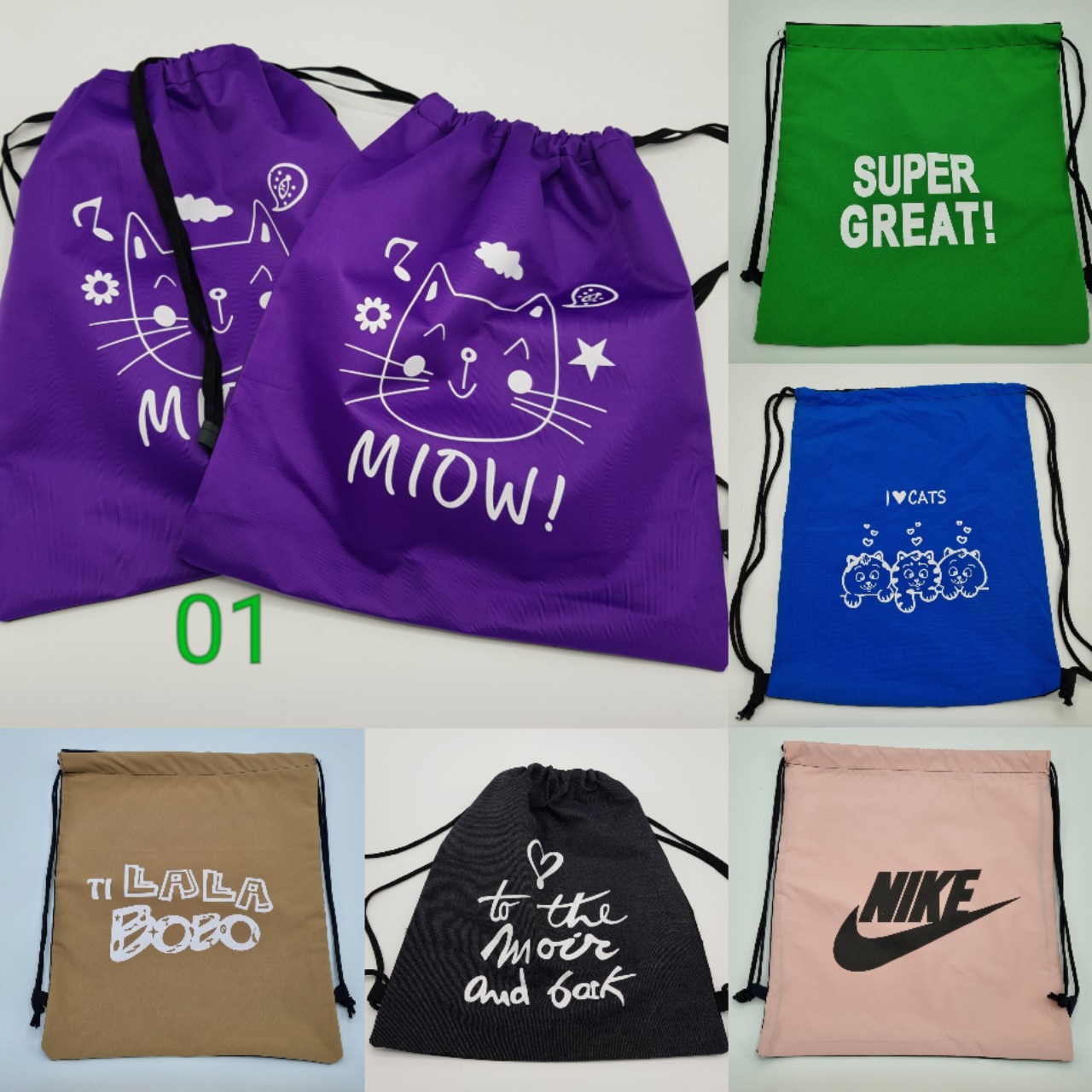 Balo dây rút, túi đeo vai vải dù thể thao nhiều mẫu BL010701 (ảnh thật)