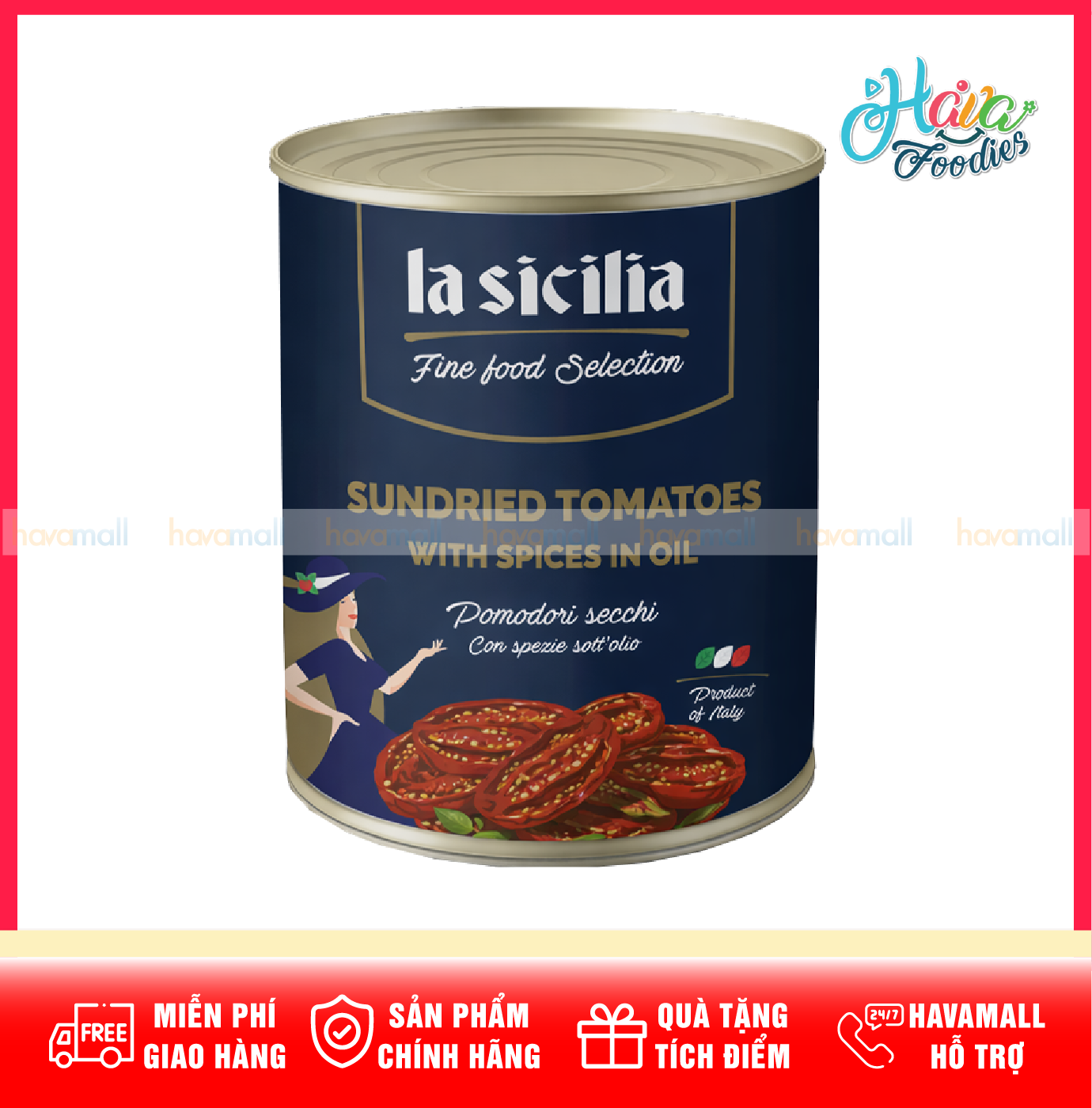 Cà Chua Sấy Khô Ngâm Dầu Với Gia Vị La Sicilia 750g – Sundried Tomatoes With Spices In Oil