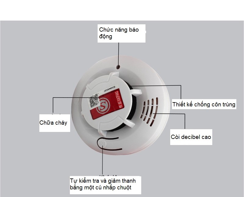 Chuông báo khói, báo cháy dùng pin tự động