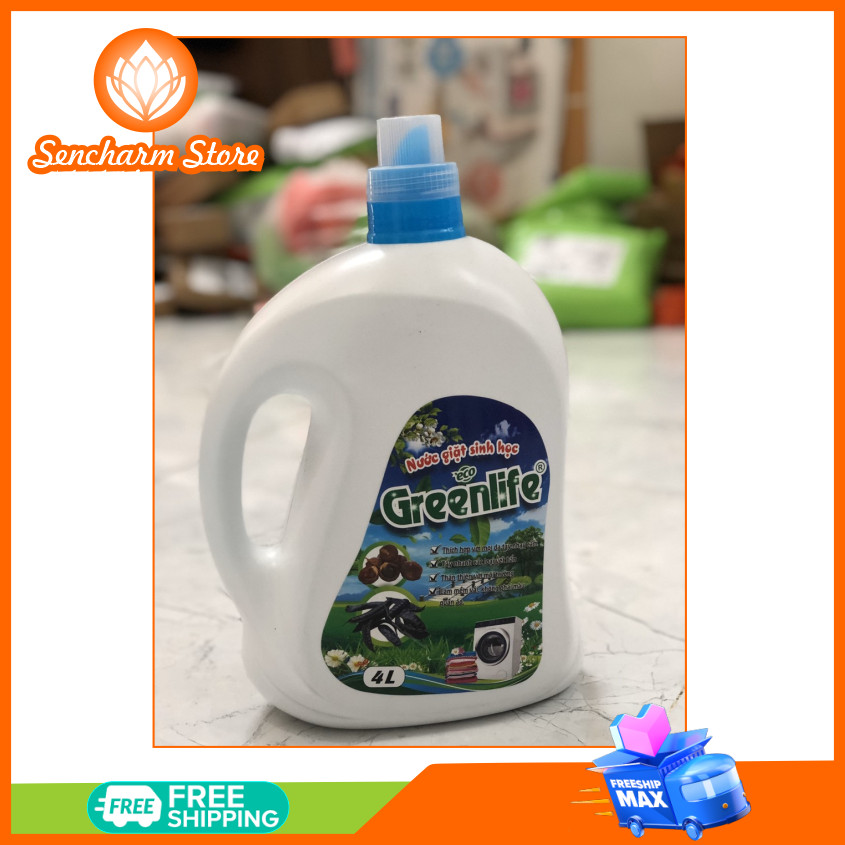 [HCM][CHÍNH HÃNG] Nước giặt nguyên liệu sinh học Greenlife - Sencharm - Can 4l hoàn toàn từ nhiên nhiên giặt sạch quần áo không làm phai màu