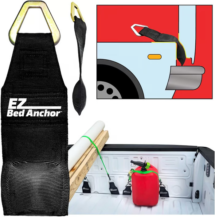 EZ Bed Anchor Móc giường sẽ có dây đai ratchet. 、 Cố định dây buộc hoặc dây chằng hàng hóa vào cửa thùng xe tải.