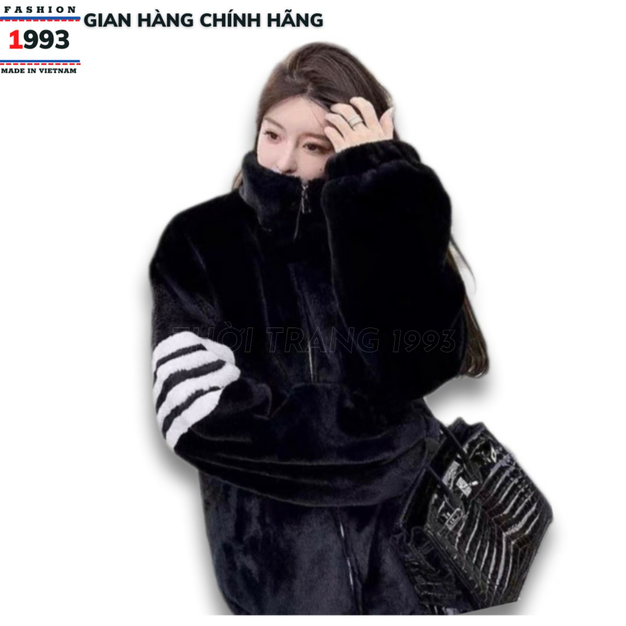 Áo lông kẻ vạch nam nữ mặc được big size dưới 76kg form unisex ulzzang, áo khoác lông cừu cổ cao, áo khoác tai gấu, áo lông cừu tai thỏ, áo lông cừu 2 mặt, áo khoác lông 4 vạch, áo khoác lông vạch tay
