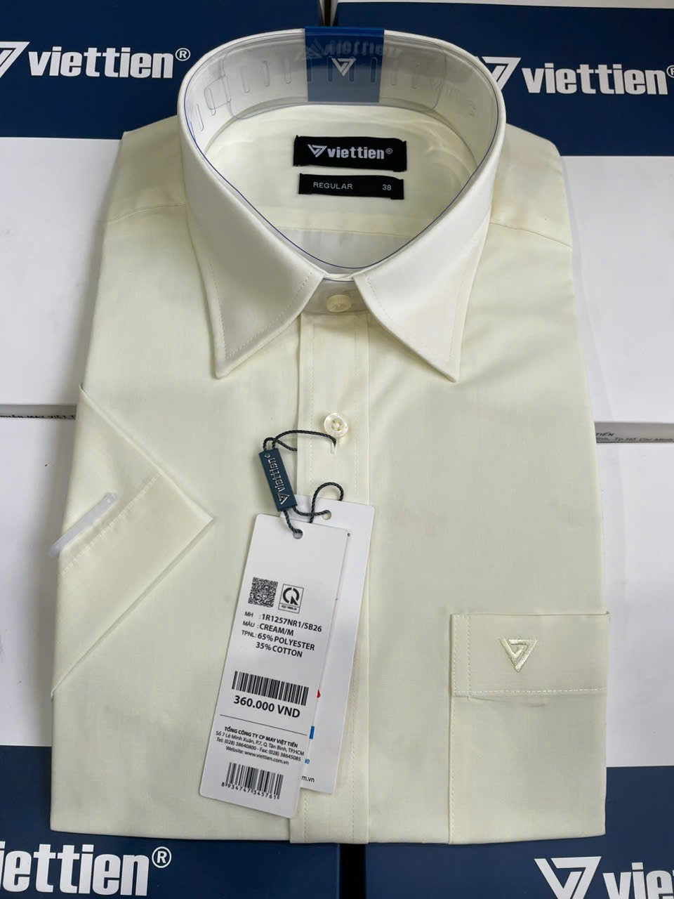  Áo sơ mi nam màu tay ngắn Việt Tiến  1R1257  