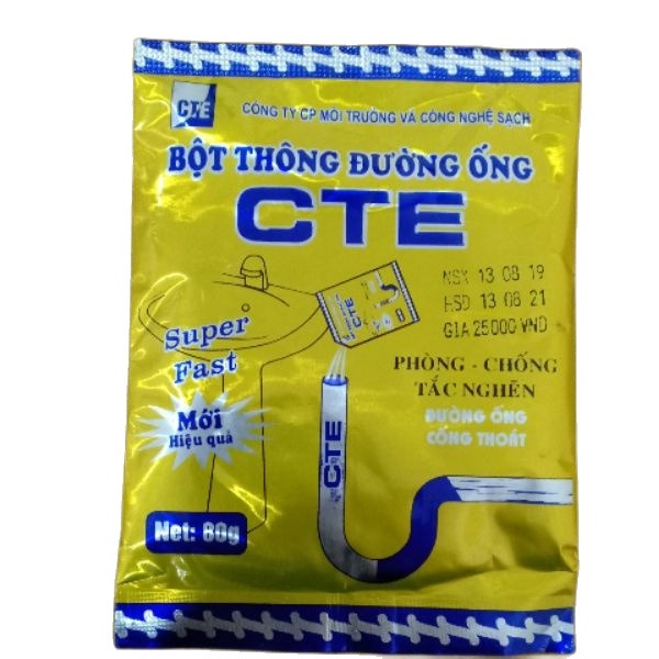 [Hoàn Tiền 10%] Bột thông cống CTE loại cực mạnh, thông tắc bồn cầu, bồn vệ sinh cực mạnh
