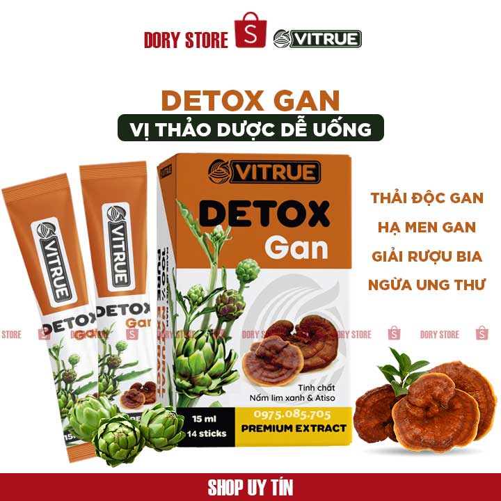 Vitrue detox gan, thải độc mát gan, giảm mụn, hạ men gan