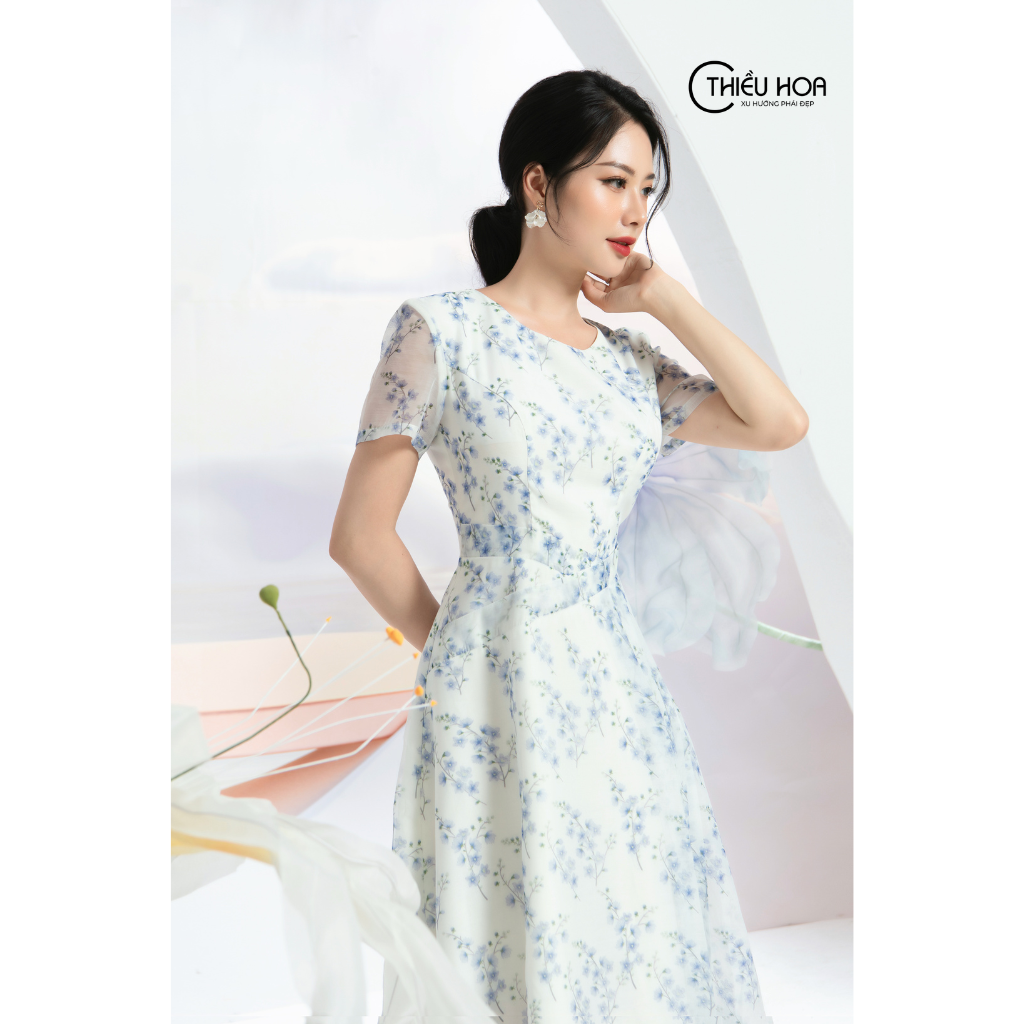 Đầm hoa nữ thiết kế đơn giản thanh lịch, tôn da, tôn dáng thương hiệu Thiều Hoa Y0813