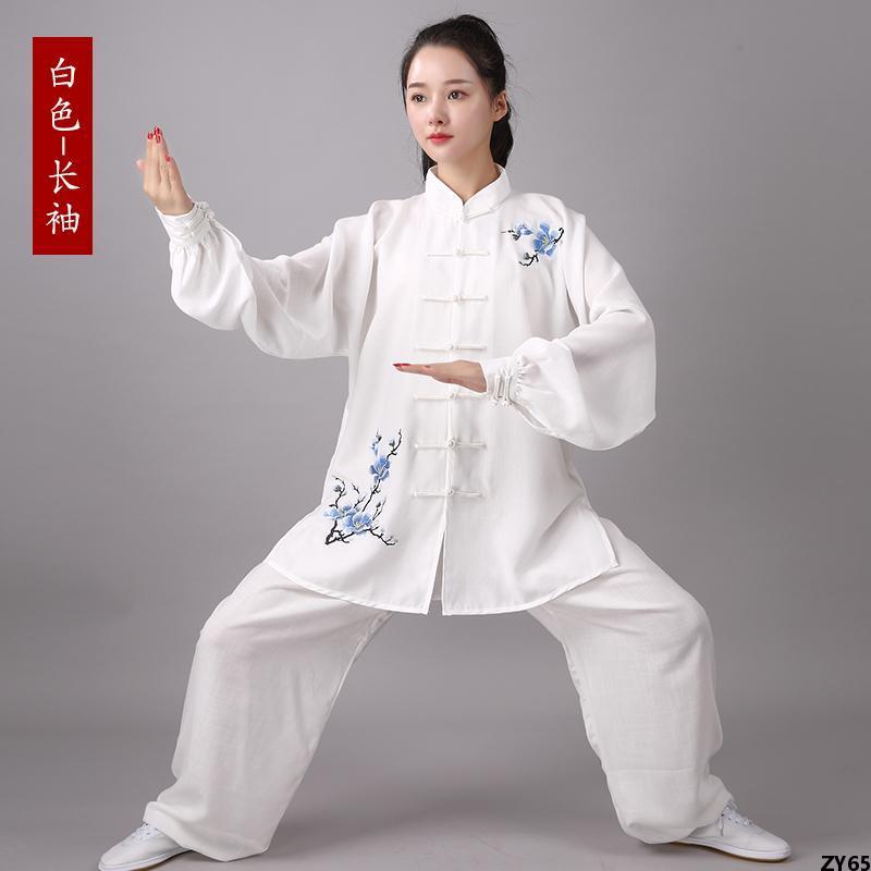 Trang Phục Thái Cực Quyền Trung Niên Và Người Già Vải Lanh Biểu Diễn Võ
