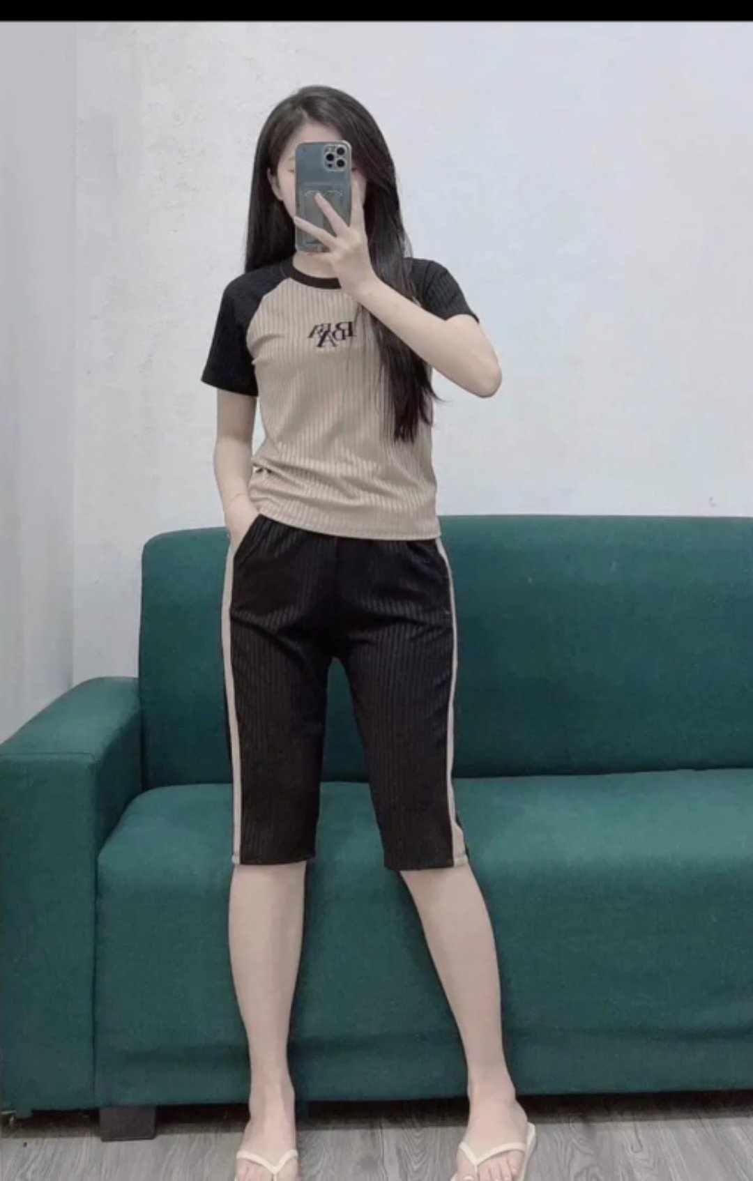 Đồ bộ lửng phối / thêu logo nổi