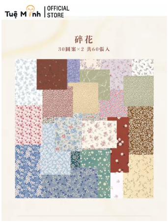 Bộ 60 Tờ Giấy Trang Trí Retro, Kraft Vintage Làm Bullet Journal, Bưu Thiếp, Nhật Ký Sti05- VPP Tuệ Minh
