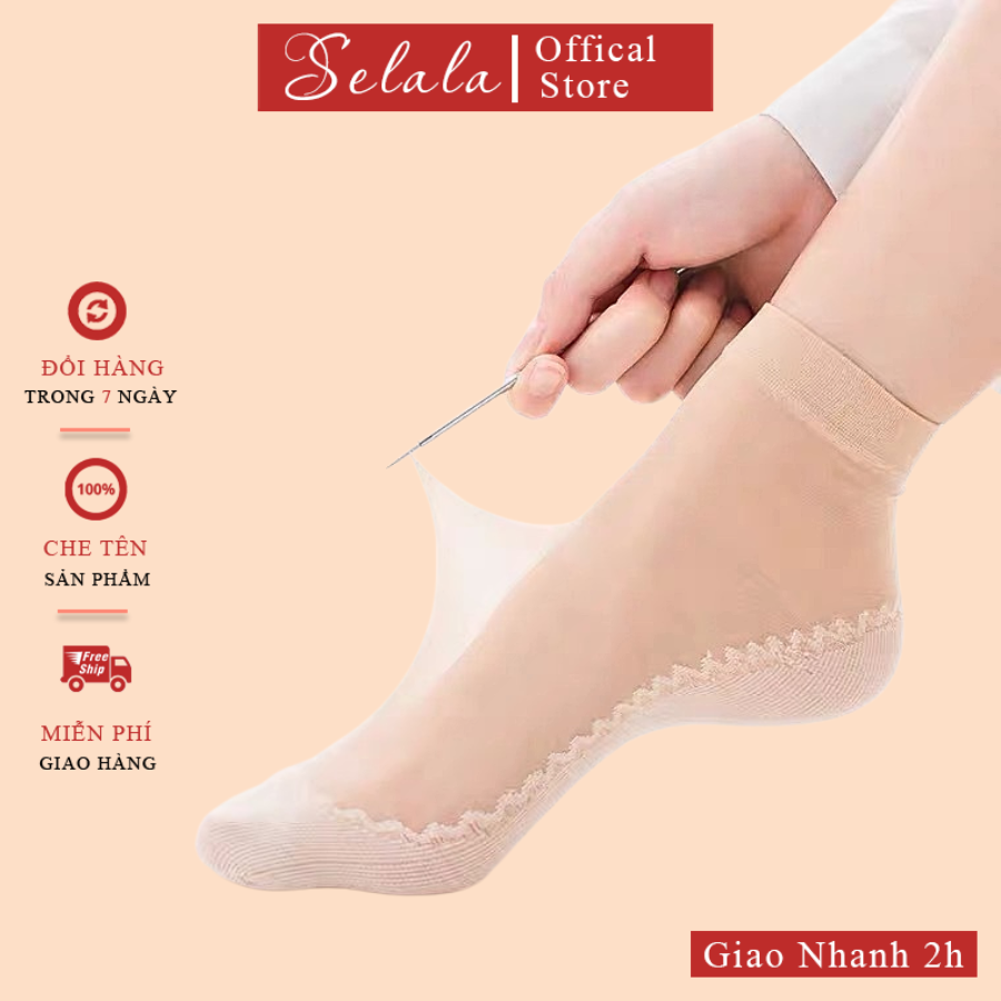 Tất da chân selala chống trơn trượt siêu dai cổ vừa tc18