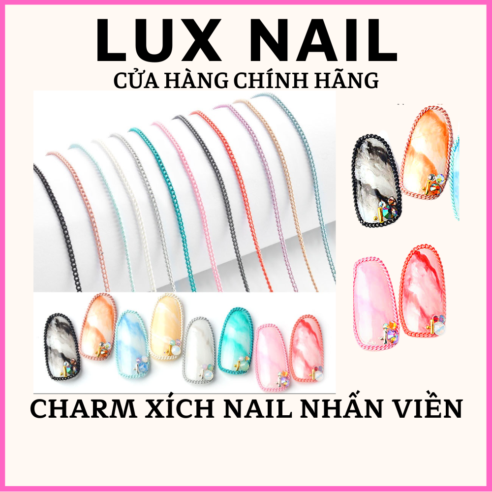 Charm xích bi nail Yapas dây dài 50cm nhấn viền móng , Charm đính gắn móng tay xích hạt cao cấp