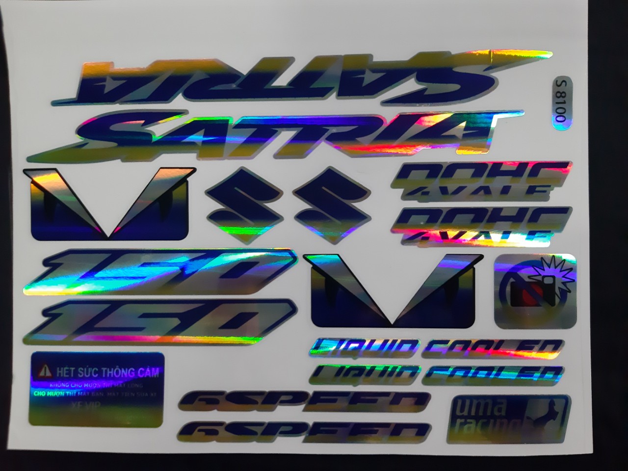 BỘ TEM LOGO SATRIA 150 (MÀU TIAN) 7 MÀU VÀ THƯƠNG HIỆU KHÁC