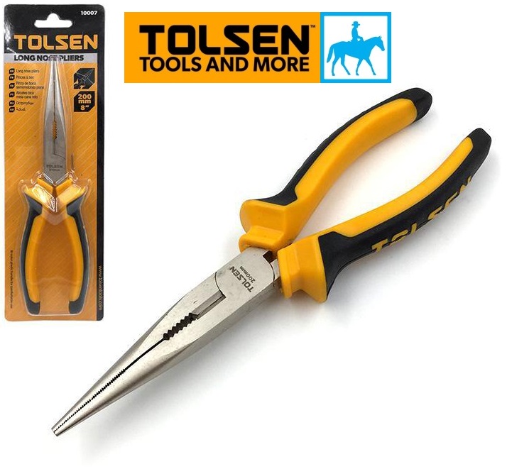 Kìm mỏ nhọn dài 8inch 200mm long nose pliers tolsen 10007