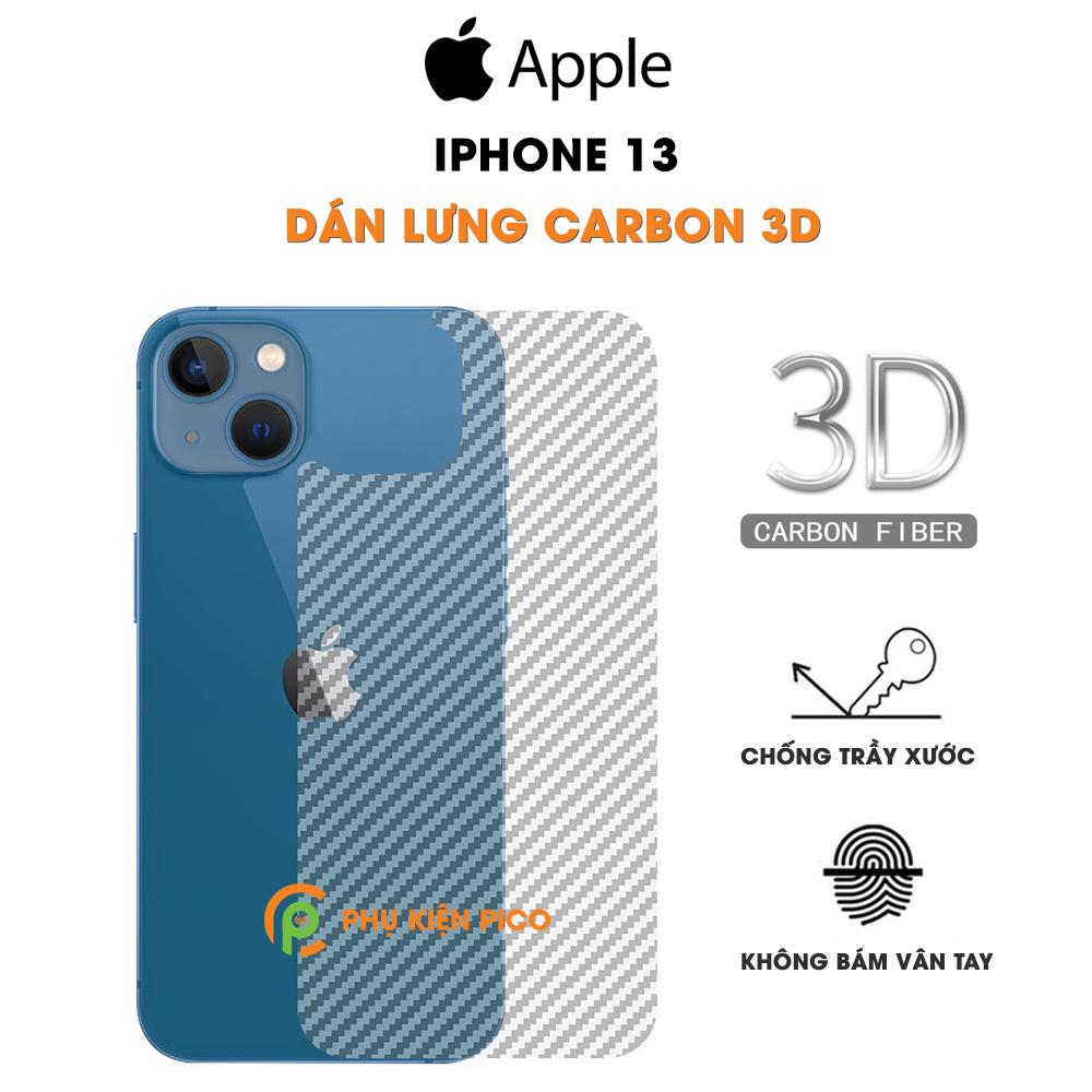 Dán lưng Iphone 13 nổi vân Carbon 3D tản nhiệt tốt chống bám vân tay - Dán lưng Carbon Iphone 13