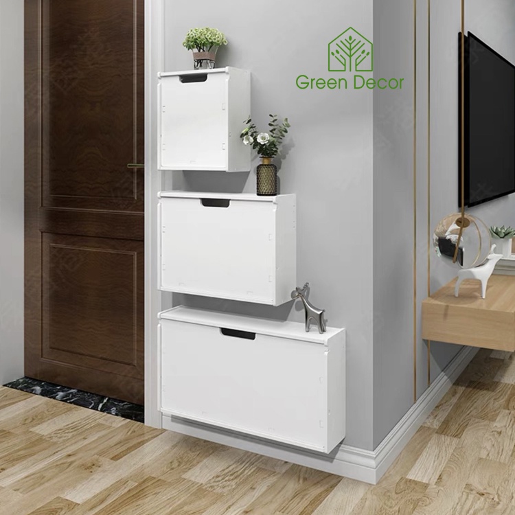 Tủ giầy, tủ để giầy treo tường chất liệu gỗ nhựa cao cấp chống mốc không cong vênh - Green Decor
