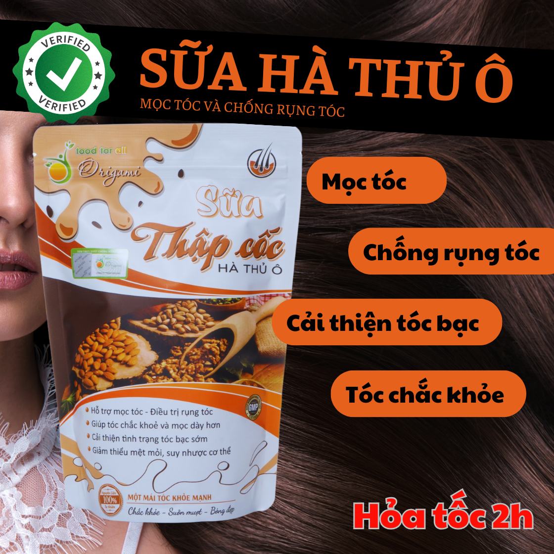Ngăn rụng tóc, kích thích mọc tóc sữa thập cốc hà thủ ô ORIGAMI chắc khỏe, ngăn ngừa tóc bạc sớm gói 0.5kg