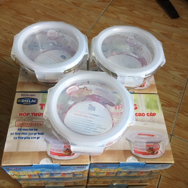 Bộ 3 hộp thuỷ tinh lock and lock 380ml/400ml - hàng khuyến mãi của vinamilk