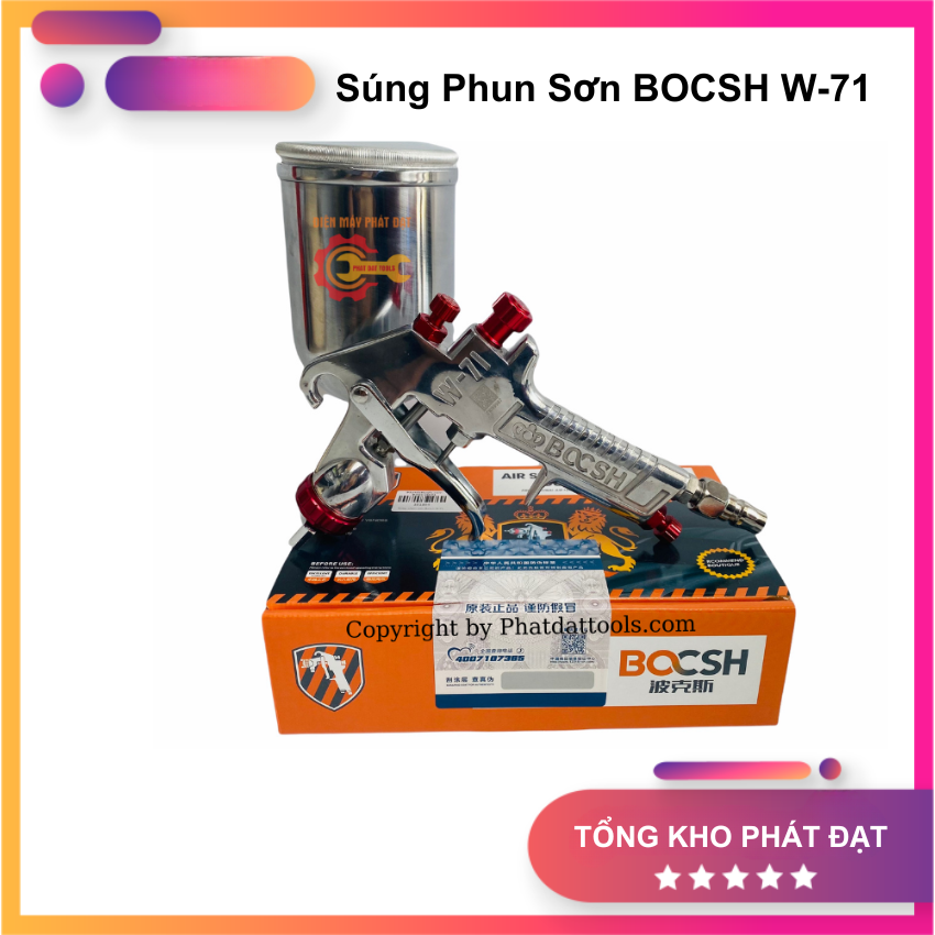 Súng phun sơn bocsh w-71-tia phun đều, mịn-ứng dụng phun cửa sắt, phun hàng rào, phun pu