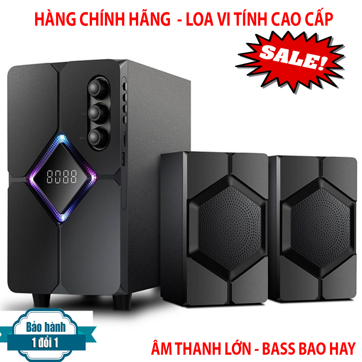 Loa vi tính hàng bãi nhật, mẫu loa hot nhất của bosston, loa vi tính 2.1 kiêm bluetooth, bosston t1800-bt 40w led rgb 7 màu, nguồn 220v - hàng chính hãng, bảo hành 1 năm