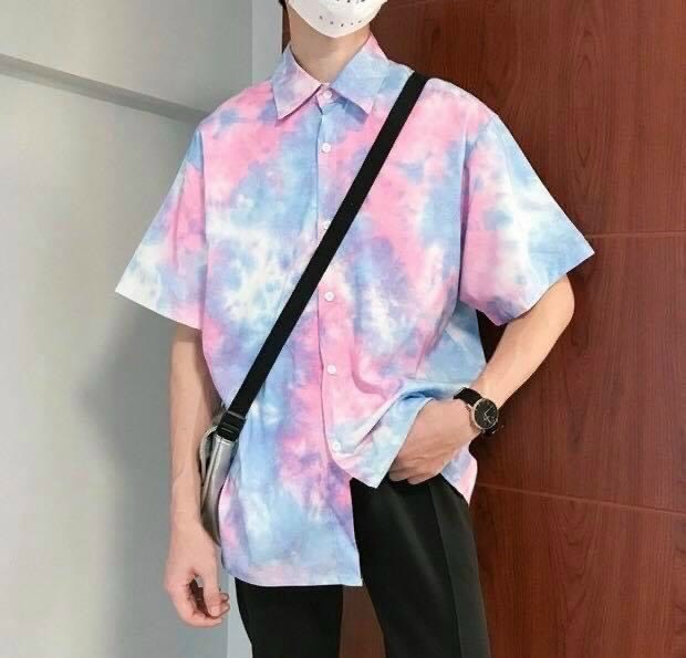 Áo sơ mi loang màu điệu đà form áo rộng siêu xinh