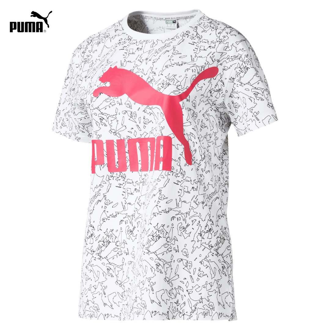 Áo Thun Nữ Puma Classics Women's AOP Logo Tee Màu Trắng