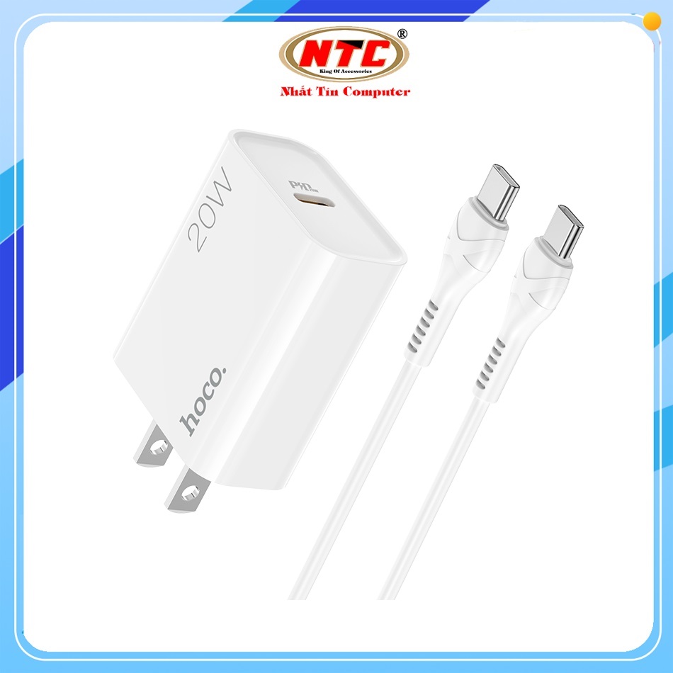 Bộ sạc nhanh hoco hk29 kèm cáp typec to typec 20w - nhất tín computer