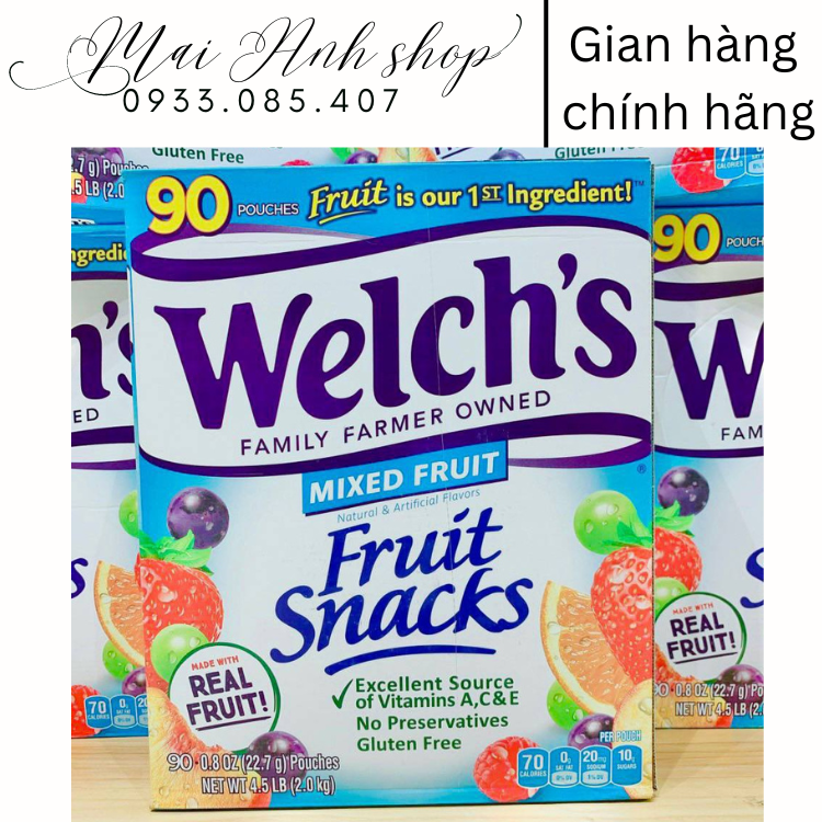 Kẹo dẻo trái cây Welch s của Mỹ cung cấp chất xơ, vitamin A, C