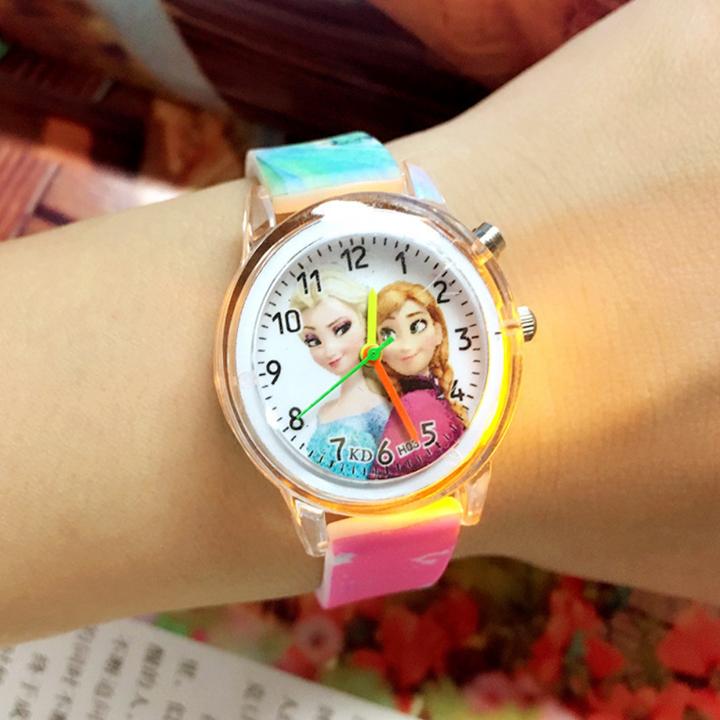 Đồng hồ elsa - người nhện đèn led 7 màu