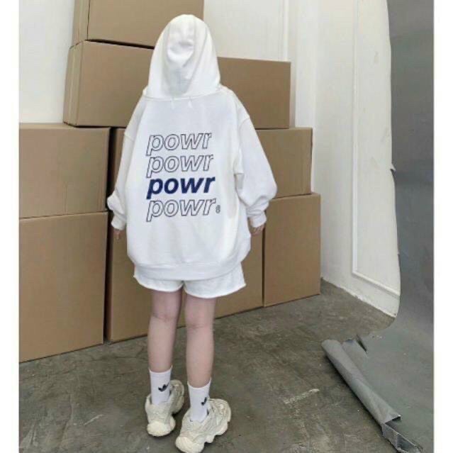 Áo khoác hoodie powr unisex nam nữ - áo khoác nỉ bông khóa kéo có mũ