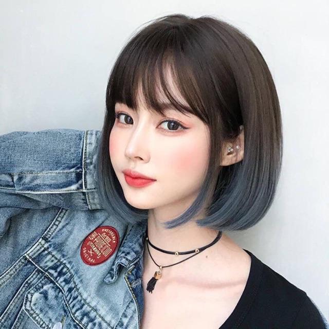 Tóc giả omber xanh 😍FREESHIP😍😍 tóc nguyên đầu cúp omber xanh