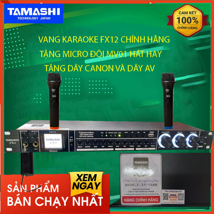 [kèm micro đôi]Vang cơ chính hãng tamashi  FX12 vang karaoke mixer