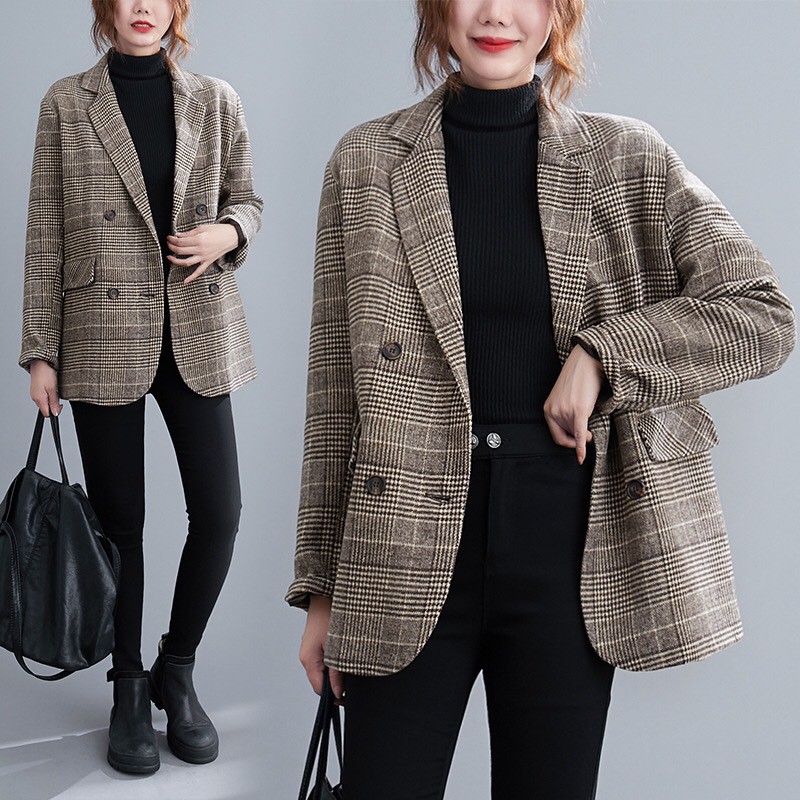 Áo vest nữ 2 lớp trơn/kẻ tone màu tây