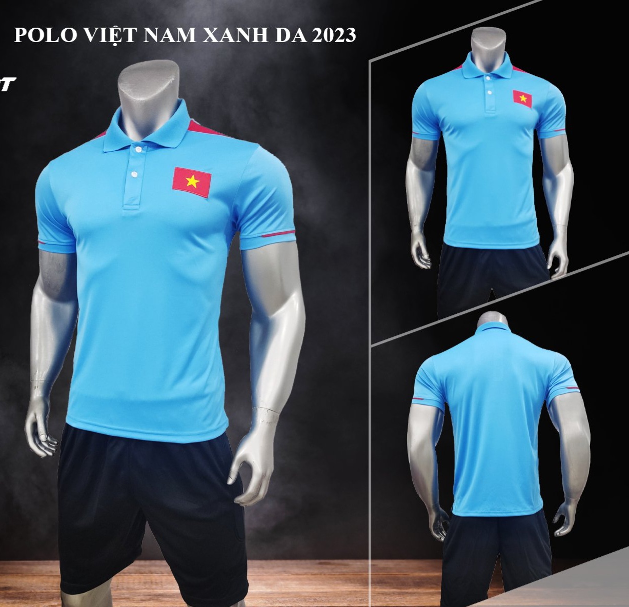 Aó thun thể thao, áo polo di chuyển đội tuyển Việt Nam 2023 - áo thun cổ bẻ thời trang