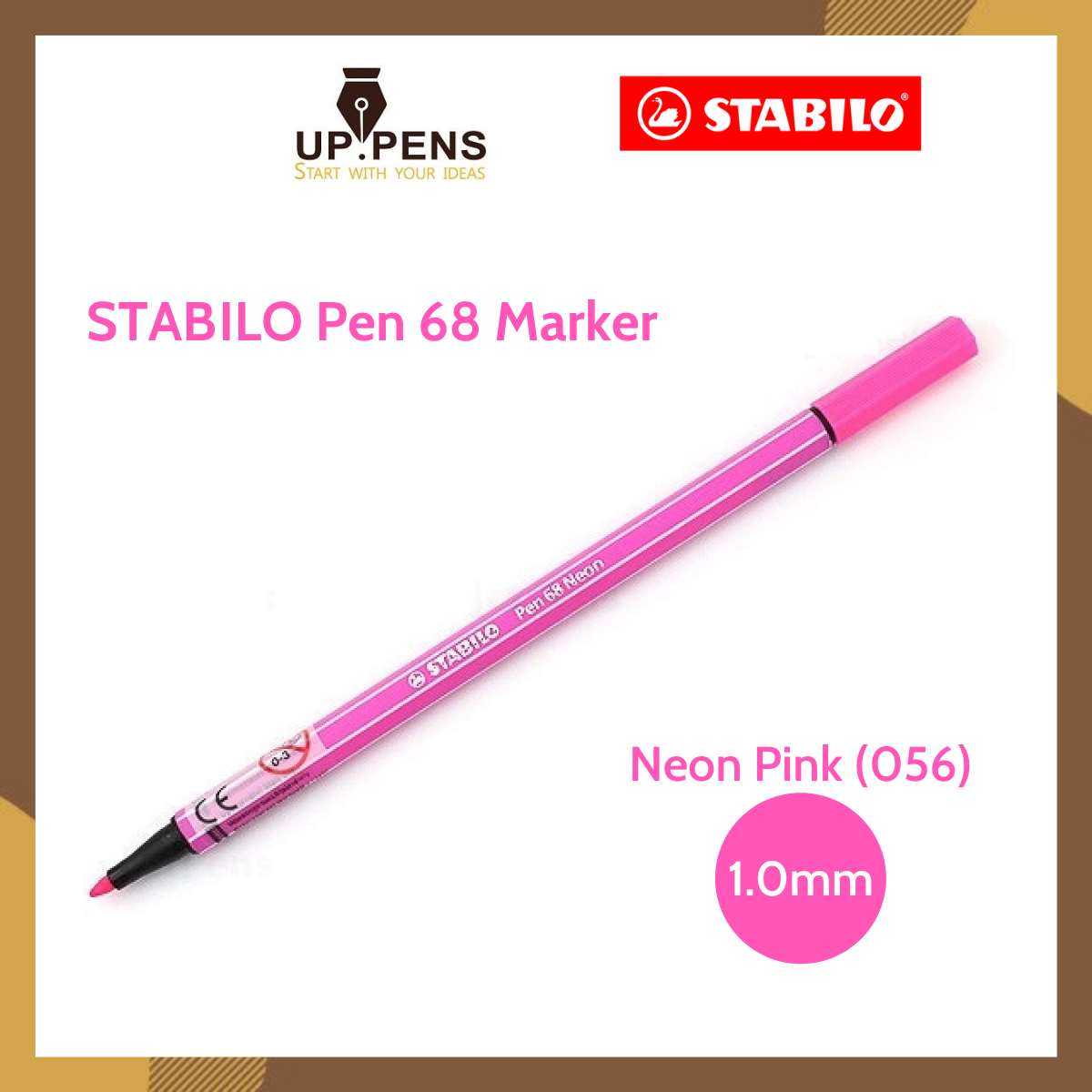 Bút lông màu stabilo pen 68 marker – 1.0mm – màu hồng dạ quang