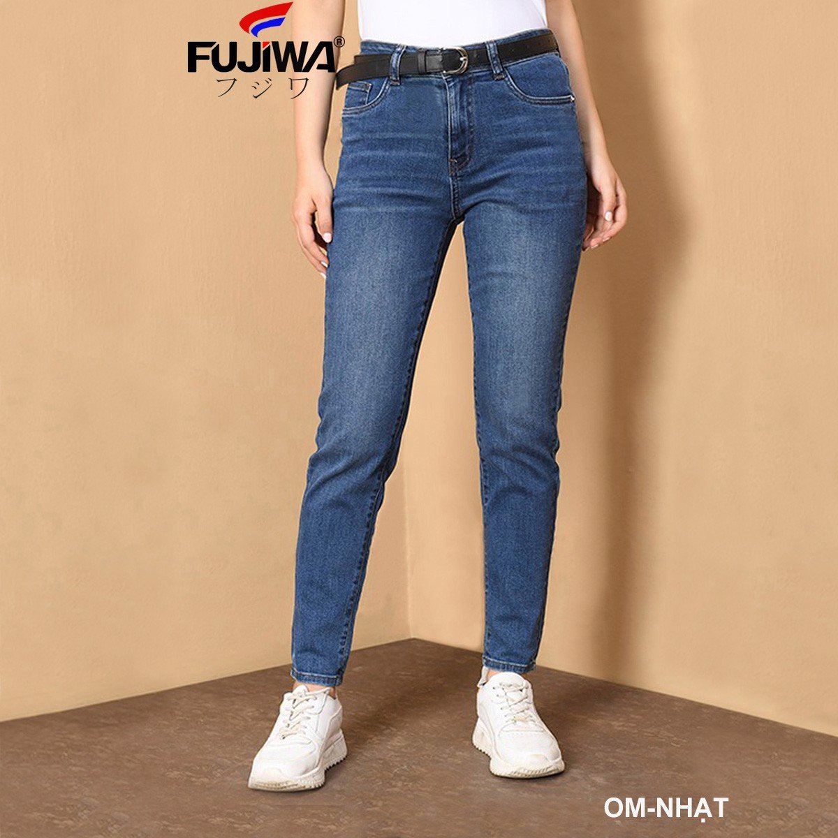 Quần Jean Nữ Đẹp Fujiwa - OM. Quần Lưng Cao Ống Đứng, chất jean co giãn tốt Rất Đẹp phù hợp với mọi lứa tuổi