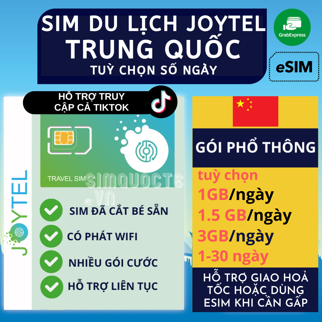 Thẻ truy cập mạng Internet Sim Du Lịch Trung Quốc không giới hạn internet không chặn Facebook Google