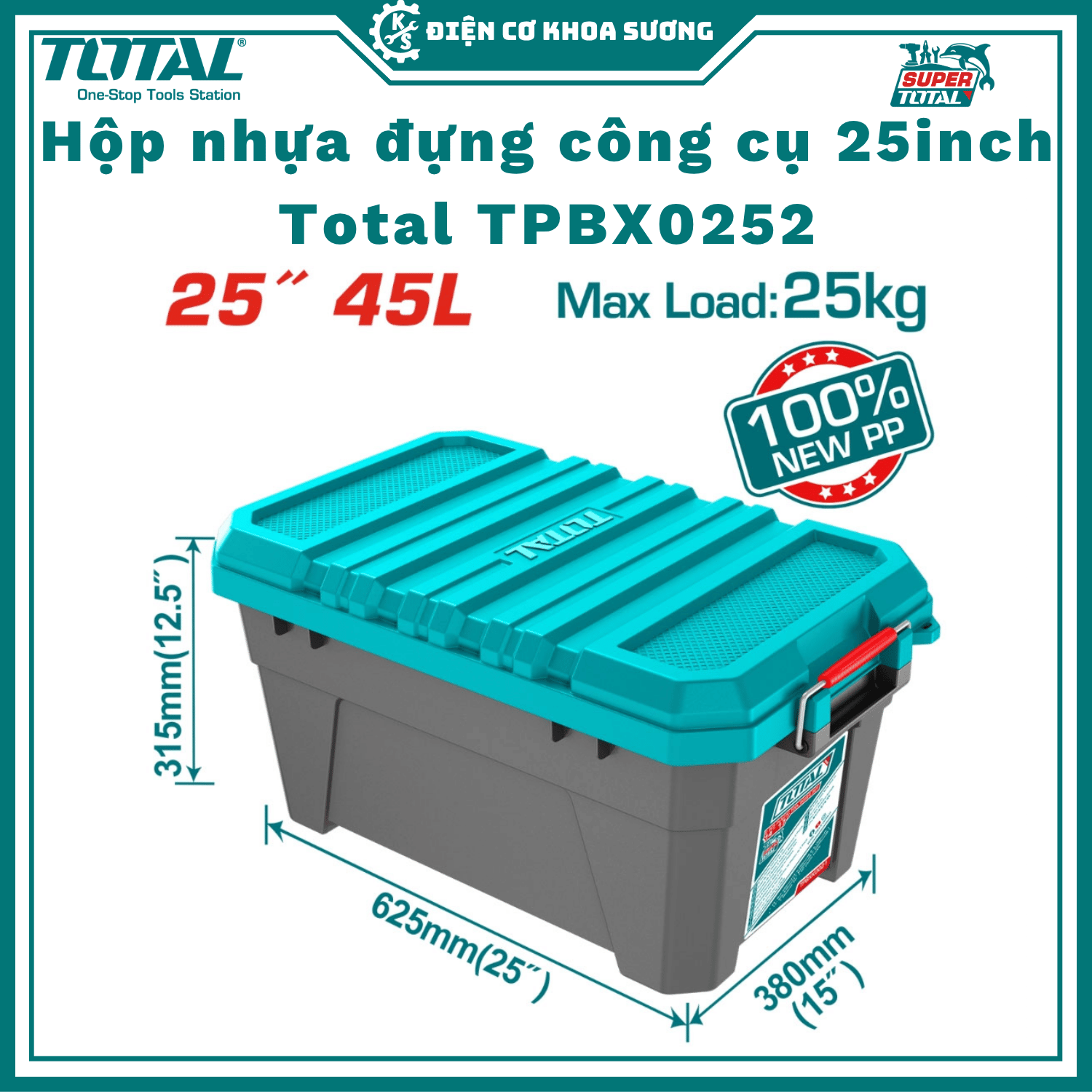 Hộp nhựa đựng công cụ 25 inch, thùng đựng đồ nghề, thùng đựng đồ Total TPBX0252