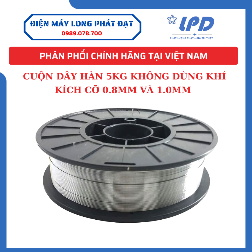 Cuộn dây hàn MIG 5kg không dùng khí , cỡ 0.8 và 1.0 ly