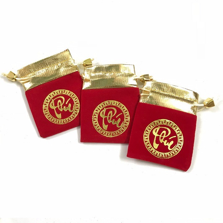 Combo 5 túi gấm đỏ chữ PHÚC LỘC may mắn tài lộc có dây rút siêu kute