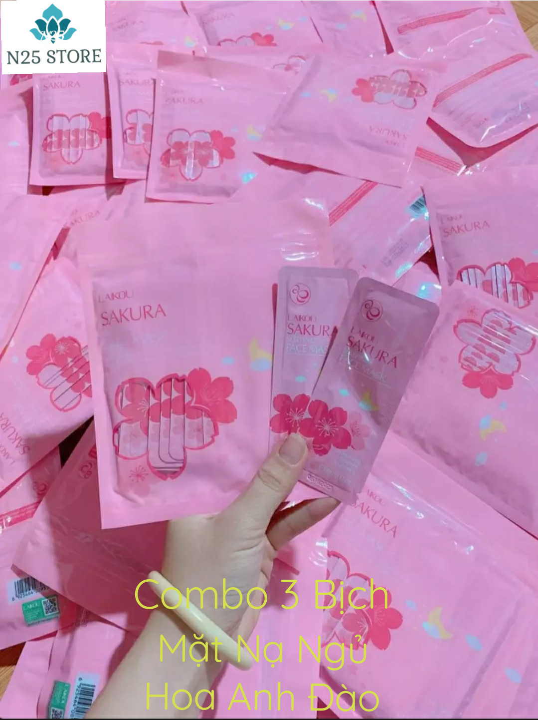 [COMBO 3 BỊCH] Gồm 45 Gói Mặt Nạ Ngủ Hoa Anh Đào Sakura Sleeping Face Mask  - Dưỡng Ẩm, Trắng Sáng - Phù Hợp Mọi Loại Da
