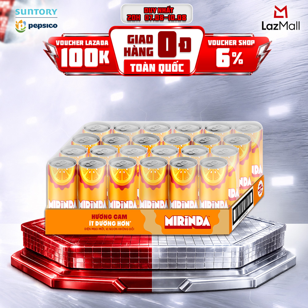 [SALE 8.8] Thùng Nước Ngọt Giải Khát Có Gaz Mirinda Cam (320ml/lon)