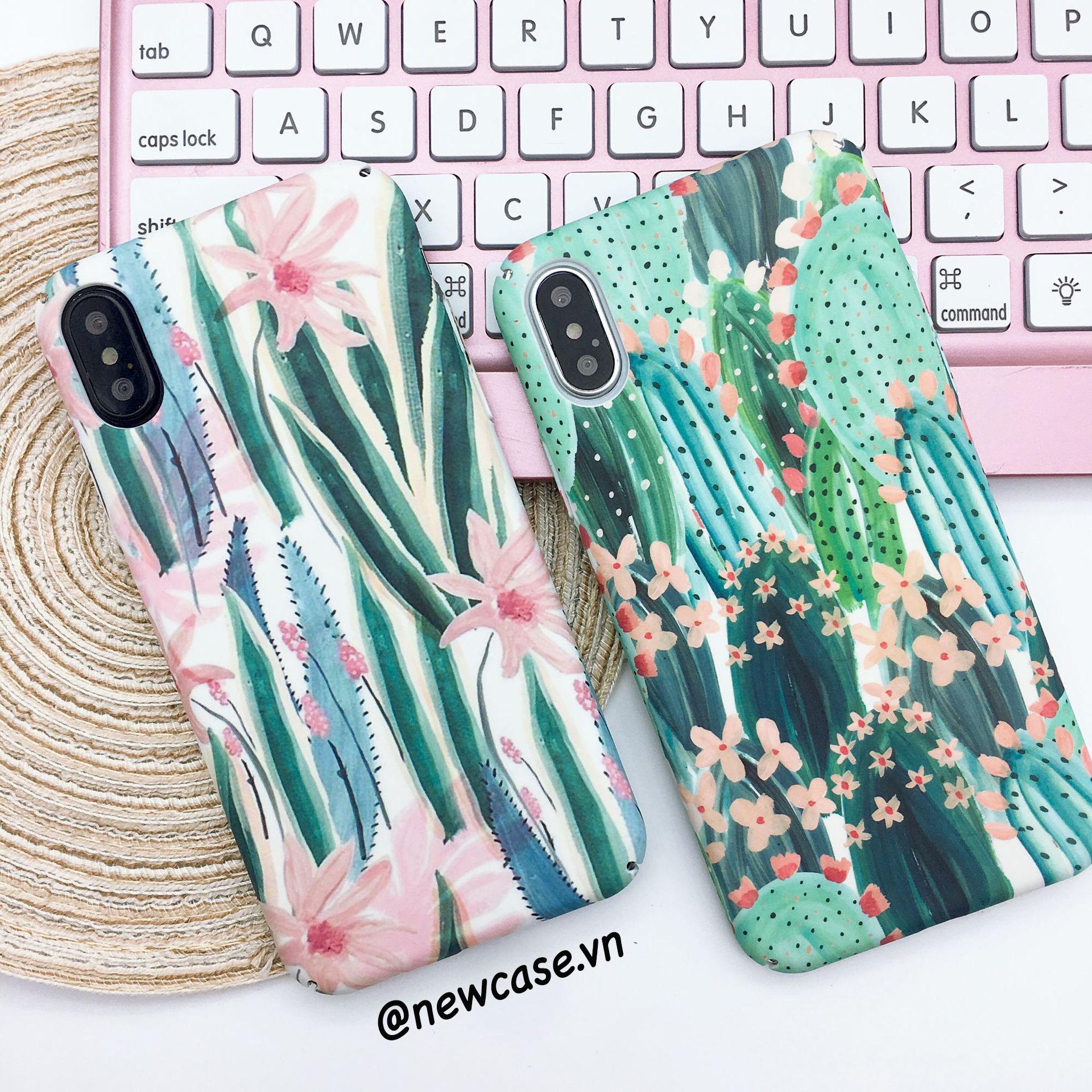 Ốp lưng họa tiết hoa lá xương rồng 3d màu sắc - iphone 6, 6plus, 7, 7plus, 8, 8plus, x, xs