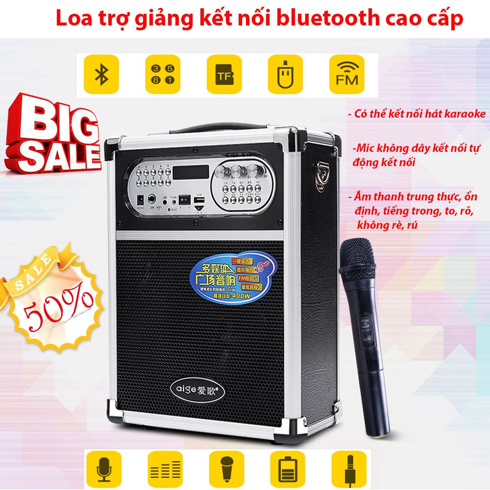 Loa kéo, Loa bluetooth xách tay, Loa trợ giảng kết nối bluetooth cao cấp, (Tặng Micro Hát Karaoke), Âm Thanh Cực Hay, Kiểu Dáng Hiện Đại Đa Năng, BH 1 đổi 1 trong thời gian bảo hành, (SALE 50%)